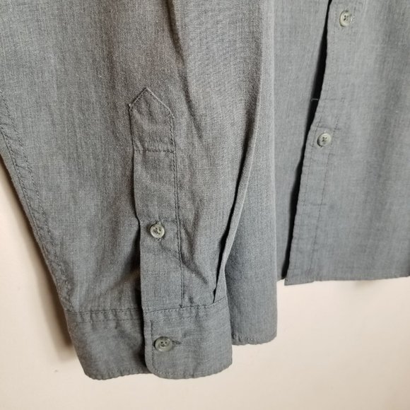 Old Navy Shirt Mens Size XL X-Large Gray Slim Fit Button Down Long Sleeve - Picture 7 of 9